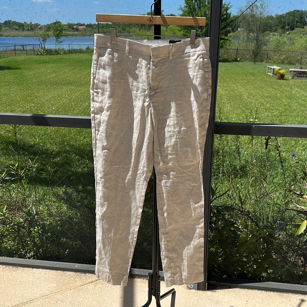 H&M LINEN PANTS 30R slim fit nwot